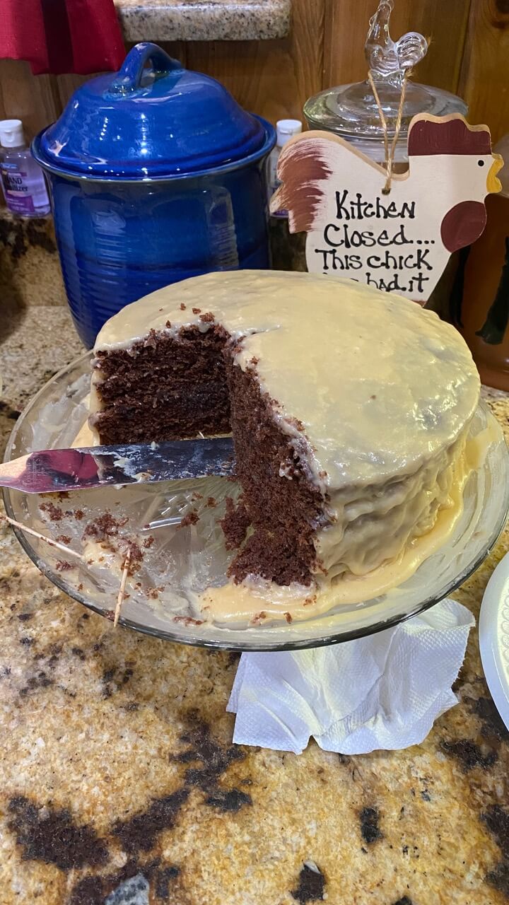 A homemade chocolate cake made by Doris Lindsey